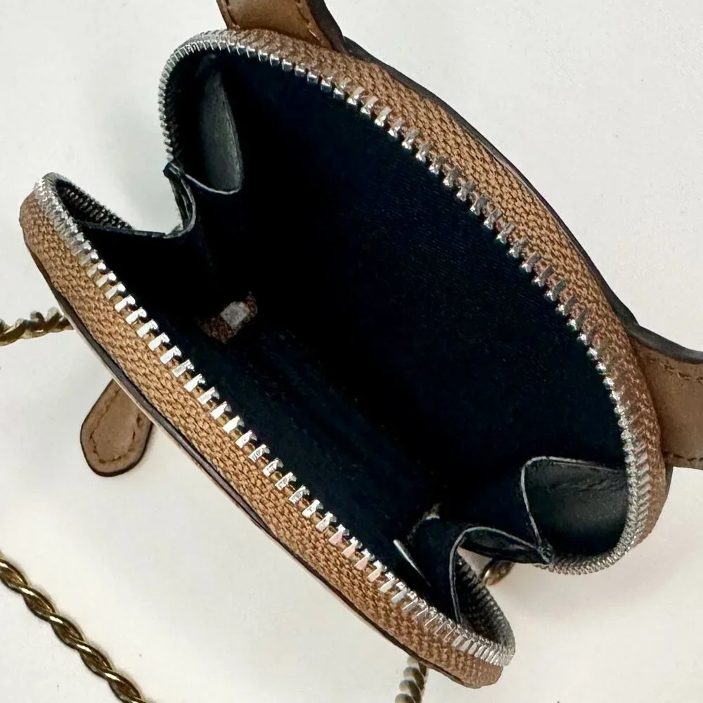 Coach Glitter Smiling Devil Leather Coin Purse Pouch Wallet 2017 Brown 22960 - Picture 5 of 10